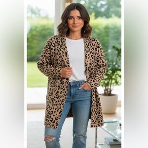 NWT Anne Klein - Leopard Long Cardigan/coat sz Large